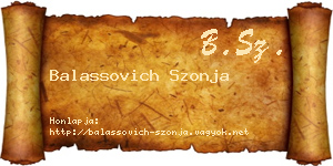 Balassovich Szonja névjegykártya